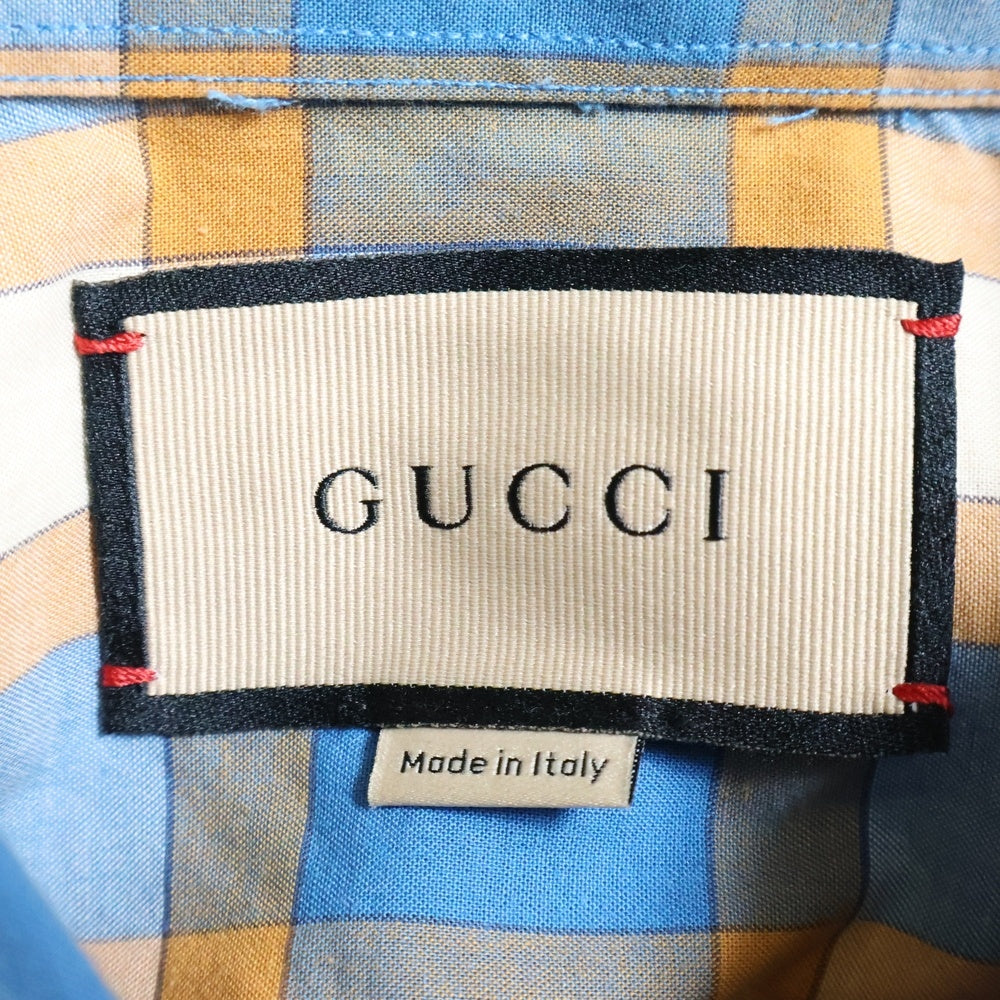 GUCCI(グッチ) Freyja Hartas Animal Embroidery Check Shirt 654884 ZAG0Q アニマル刺繍エンブロイダリー長袖シャツ マルチカラー