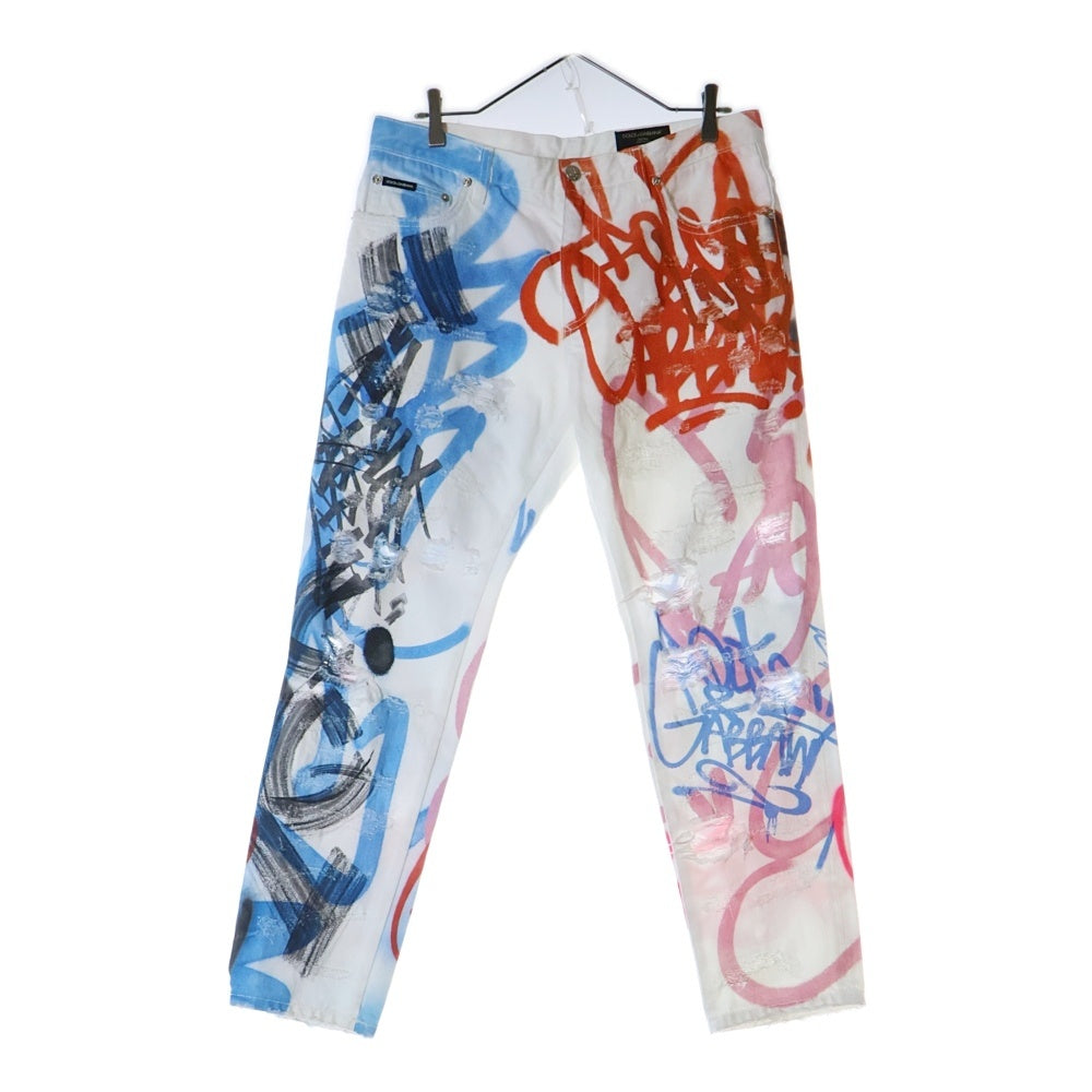 DOLCE & GABBANA(ドルチェアンドガッバーナ) SPRAY-PAINT GRAFFITI PRINT LOOSE JEANS G8GU6 総柄スプレーペイント ルーズフィットジーンズ デニムパンツ マルチカラー