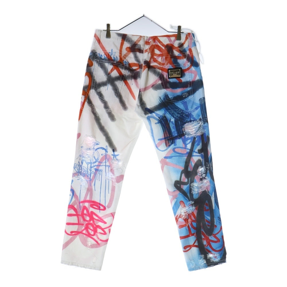DOLCE & GABBANA(ドルチェアンドガッバーナ) SPRAY-PAINT GRAFFITI PRINT LOOSE JEANS G8GU6 総柄スプレーペイント ルーズフィットジーンズ デニムパンツ マルチカラー