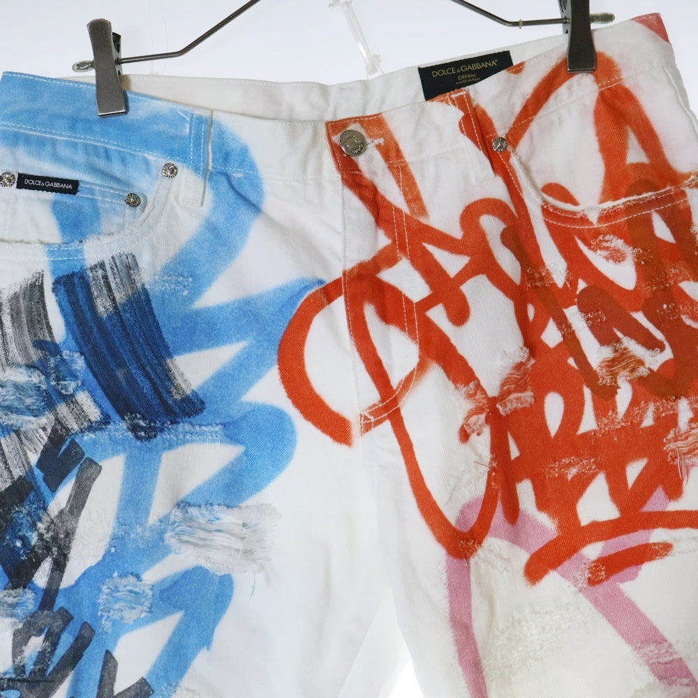 DOLCE & GABBANA(ドルチェアンドガッバーナ) SPRAY-PAINT GRAFFITI PRINT LOOSE JEANS G8GU6 総柄スプレーペイント ルーズフィットジーンズ デニムパンツ マルチカラー