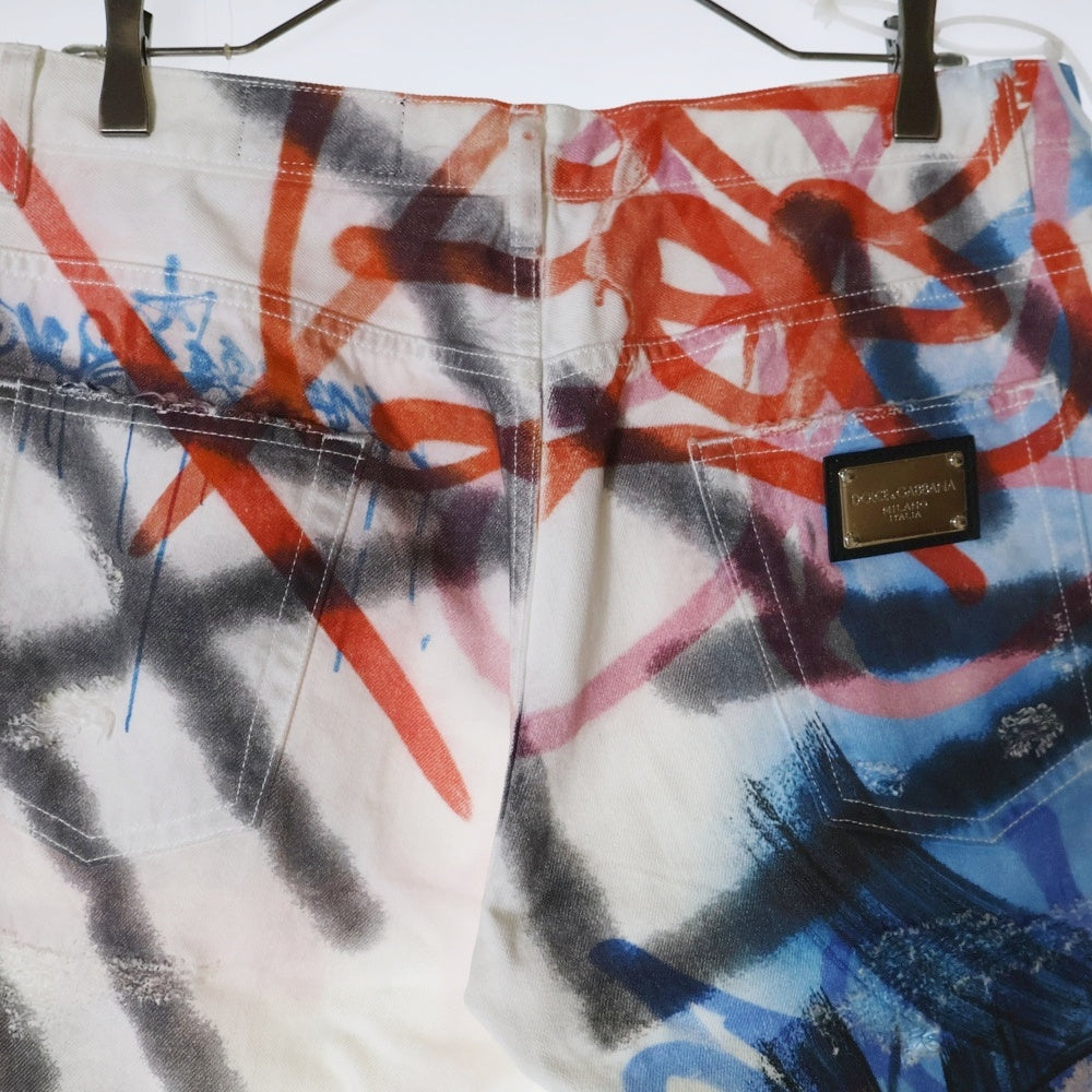 DOLCE & GABBANA(ドルチェアンドガッバーナ) SPRAY-PAINT GRAFFITI PRINT LOOSE JEANS G8GU6 総柄スプレーペイント ルーズフィットジーンズ デニムパンツ マルチカラー