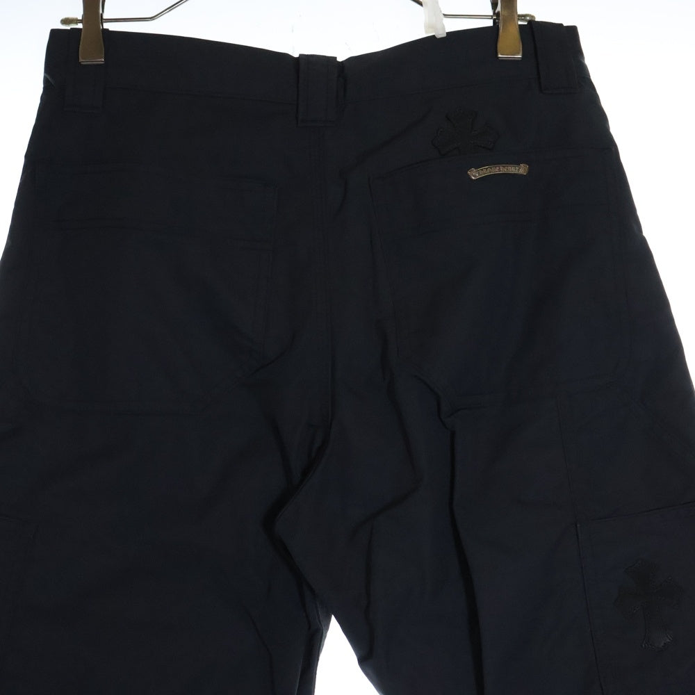 CHROME HEARTS(クロムハーツ) CARPENTER DOUBLE KNEE クロスパッチ付きレザー切替ナイロンカーペンターロングパンツ