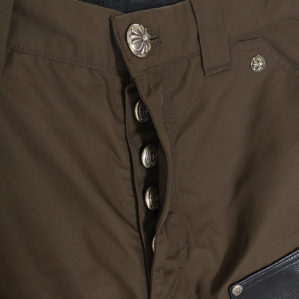 CHROME HEARTS(クロムハーツ) CARPENTER SHORTS クロスパッチ付きレザー切替ナイロンカーペンターハーフパンツ