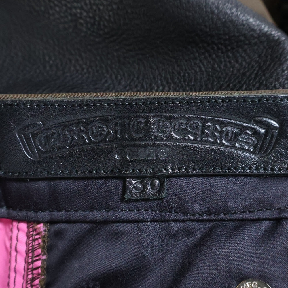 CHROME HEARTS(クロムハーツ) CARPENTER SHORTS クロスパッチ付きレザー切替ナイロンカーペンターハーフパンツ
