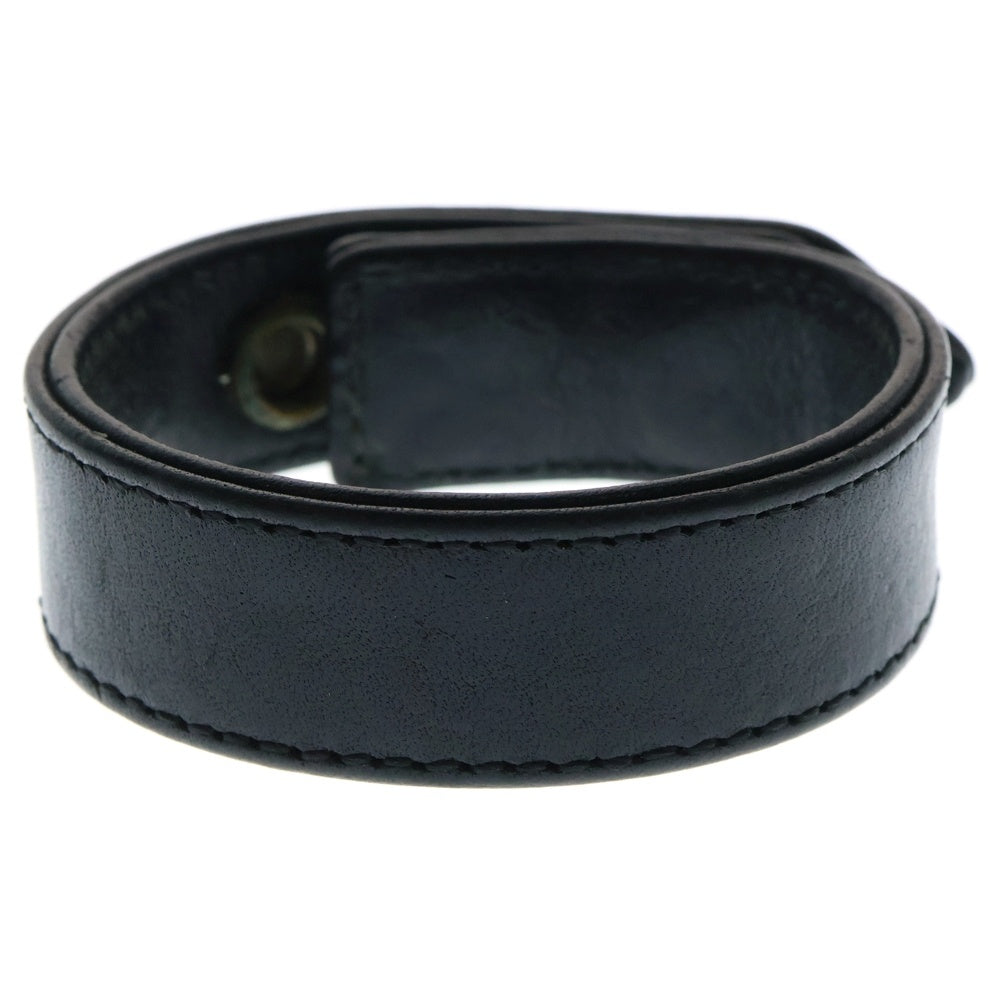 CHROME HEARTS(クロムハーツ) 3BTN 2SNP クロスボール フレア 3ボタン2スナップ レザーブレスレット ブラック/シルバー