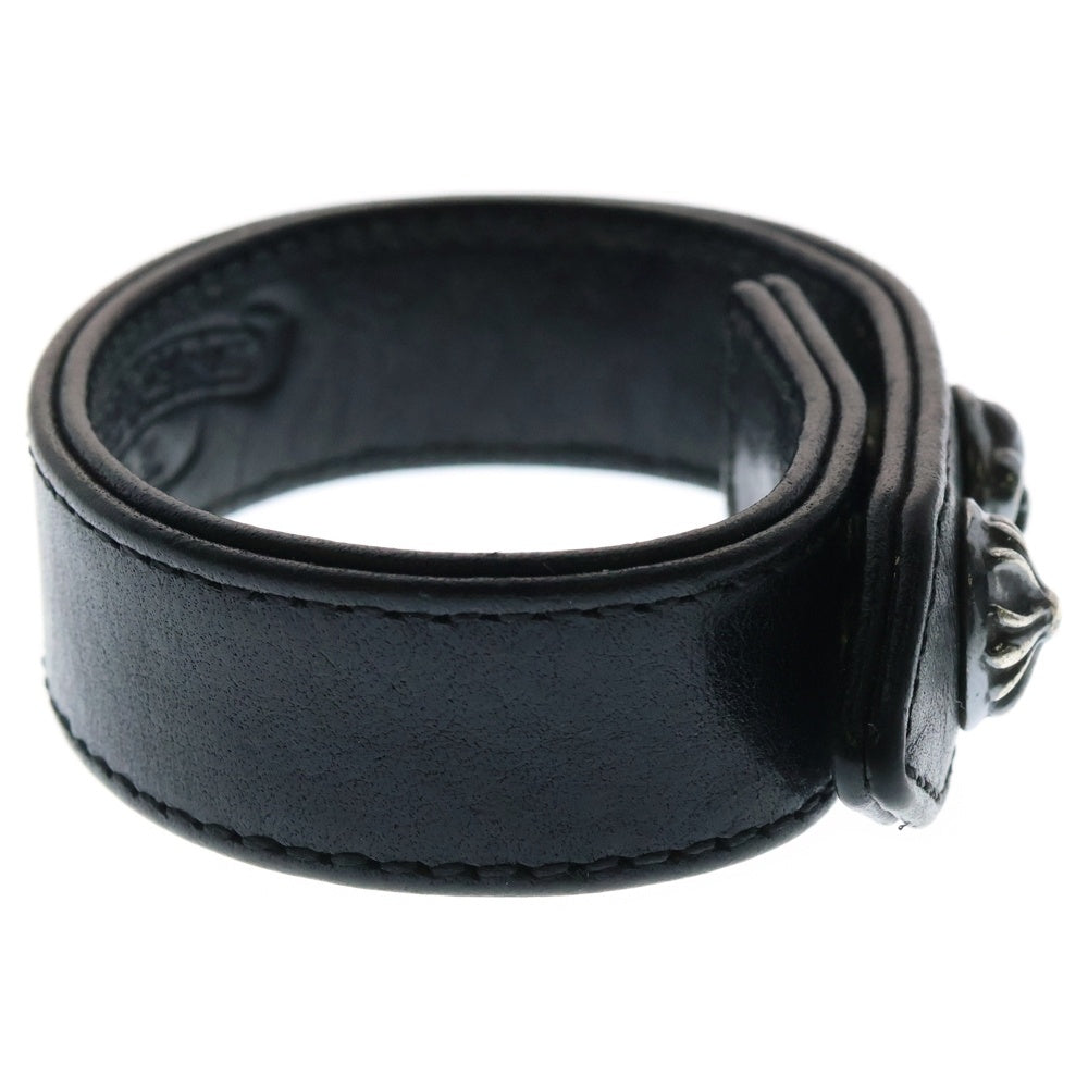 CHROME HEARTS(クロムハーツ) 3BTN 2SNP クロスボール フレア 3ボタン2スナップ レザーブレスレット ブラック/シルバー