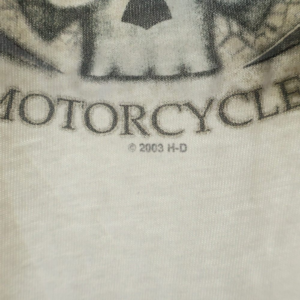 HARLEY DAVIDSON(ハーレーダビッドソン) 03s skull longsleeve 袖スカルプリント 長袖Tシャツ カットソー ホワイト