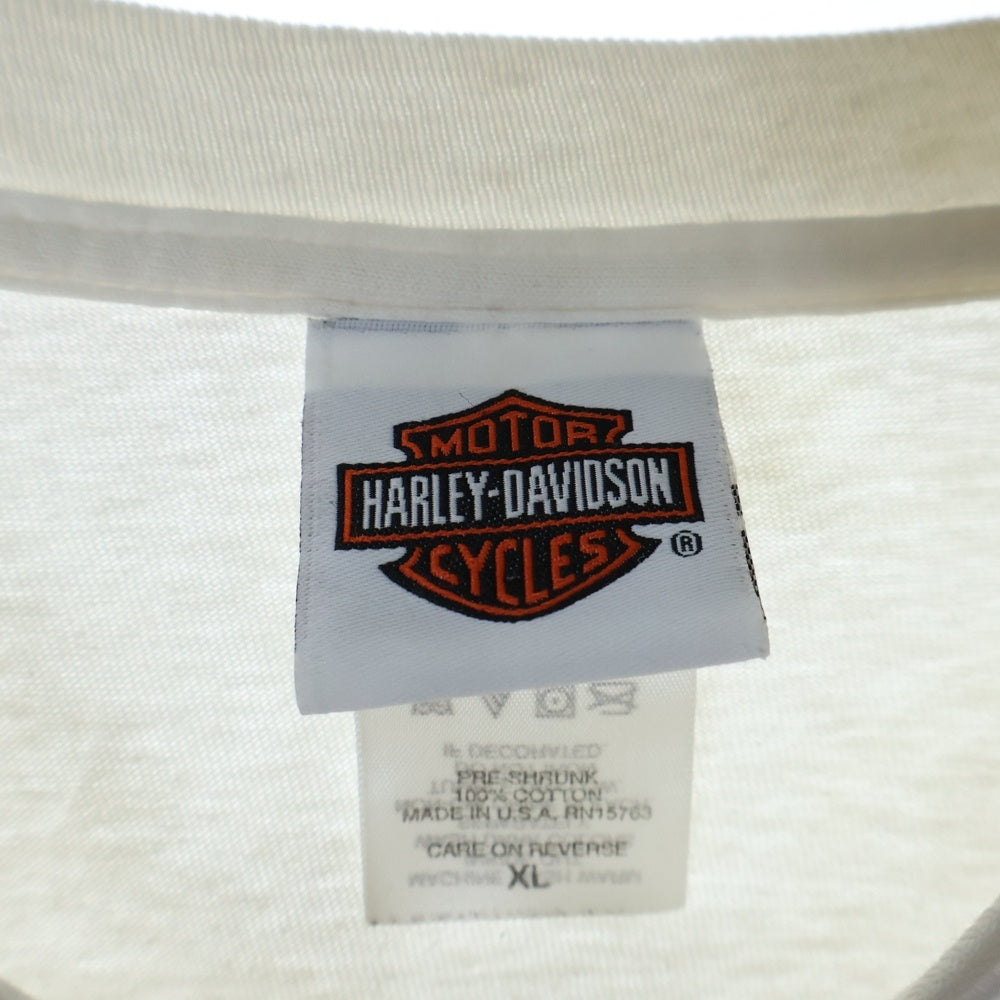HARLEY DAVIDSON(ハーレーダビッドソン) 03s skull longsleeve 袖スカルプリント 長袖Tシャツ カットソー ホワイト