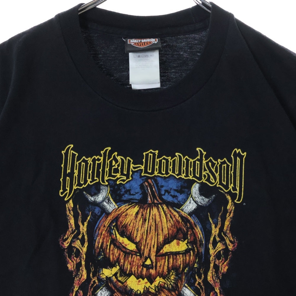 HARLEY DAVIDSON(ハーレーダビッドソン) 12s pumpkin skull tee パンプキンプリント 半袖クルーネックTシャツ ブラック