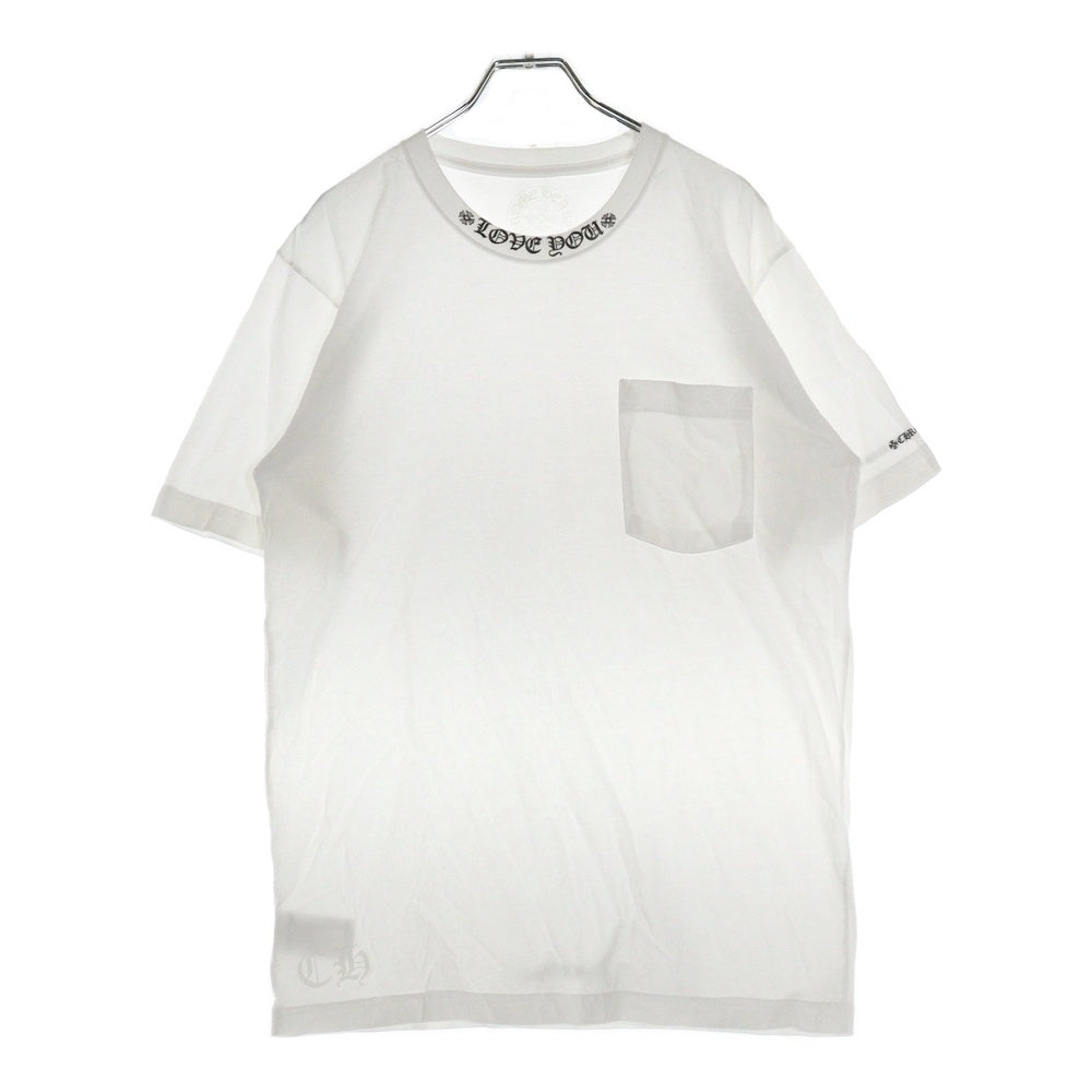 CHROME HEARTS(クロムハーツ) CH LOVE YOU NECK LOGO POCKET TEE ラブユー ネックロゴ 半袖Tシャツ ポケットT ホワイト
