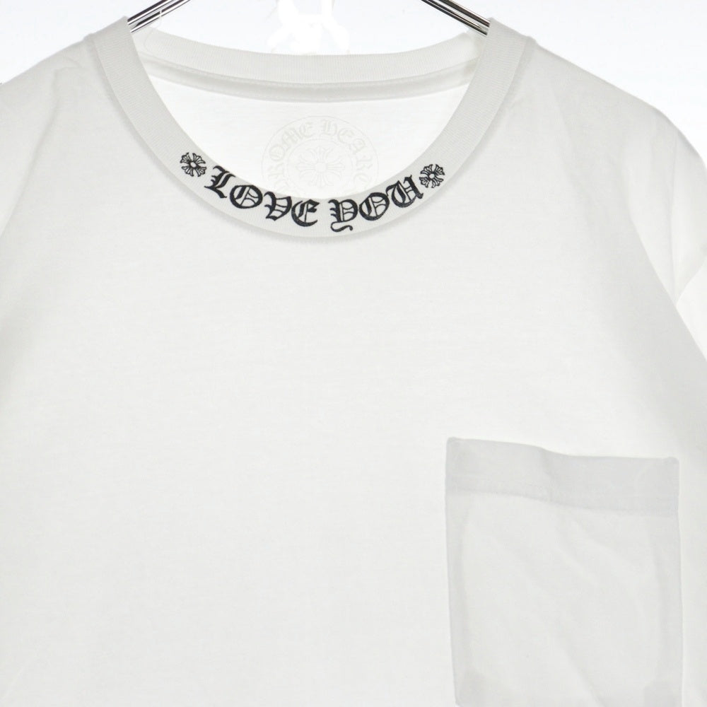 CHROME HEARTS(クロムハーツ) CH LOVE YOU NECK LOGO POCKET TEE ラブユー ネックロゴ 半袖Tシャツ ポケットT ホワイト