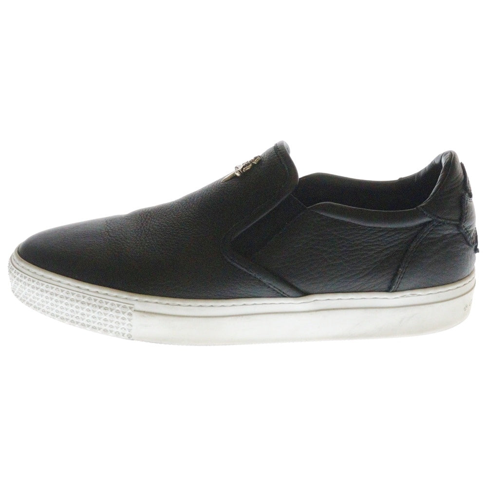 CHROME HEARTS(クロムハーツ) SLIP ON BLK CALF スリッポン CHプラスレザーパッチダガー付レザースニーカー ブラック