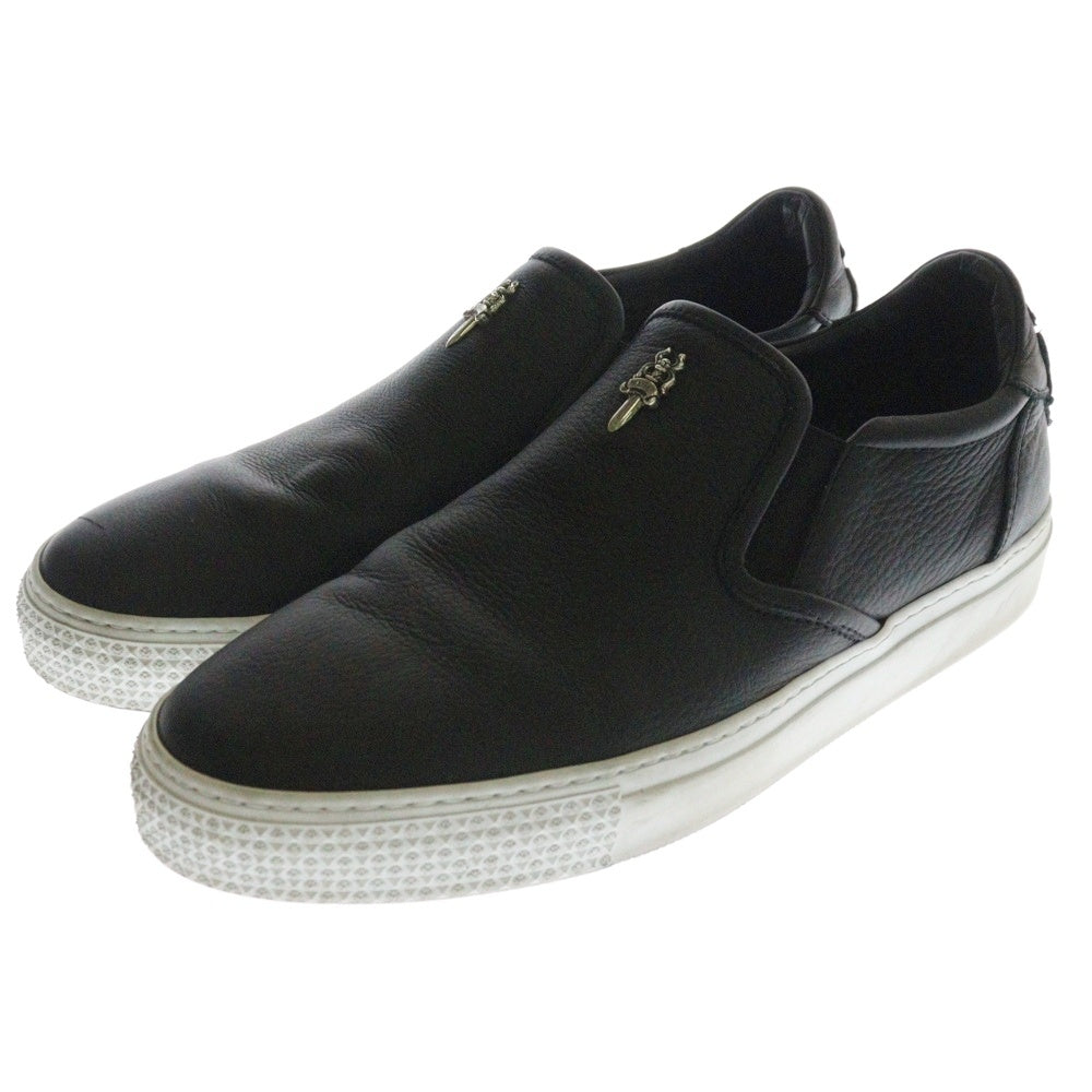 CHROME HEARTS(クロムハーツ) SLIP ON BLK CALF スリッポン CHプラスレザーパッチダガー付レザースニーカー ブラック