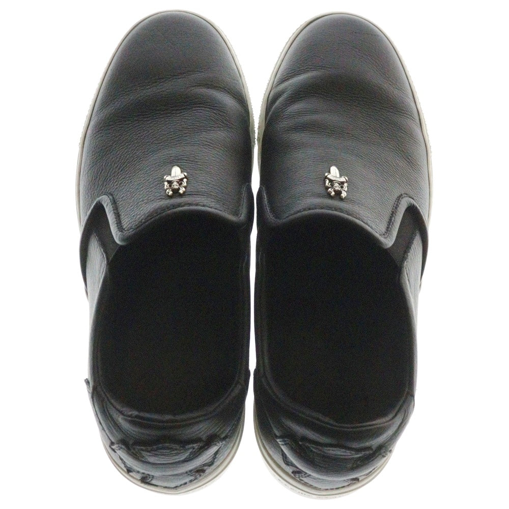 CHROME HEARTS(クロムハーツ) SLIP ON BLK CALF スリッポン CHプラスレザーパッチダガー付レザースニーカー ブラック