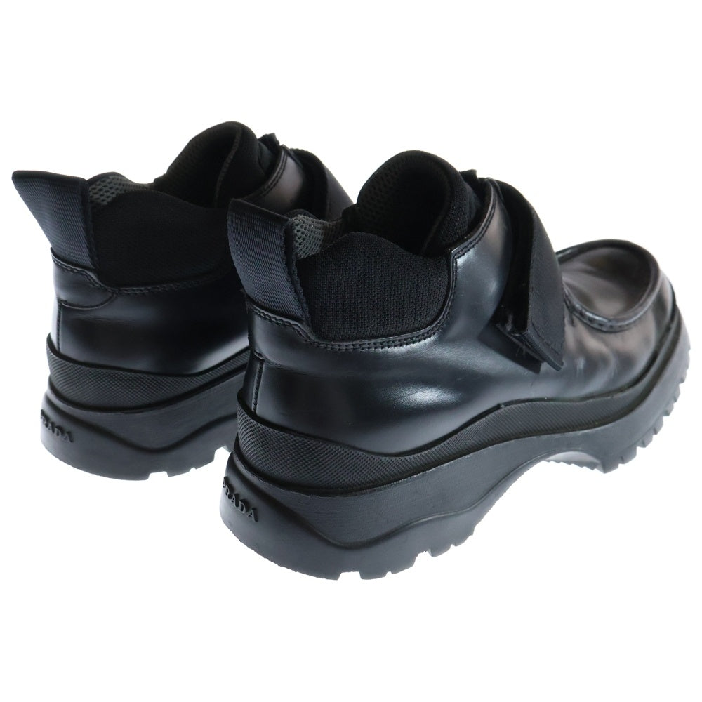 PRADA(プラダ) ショートブーツ ベルクロ レザーシューズ ブラック 901