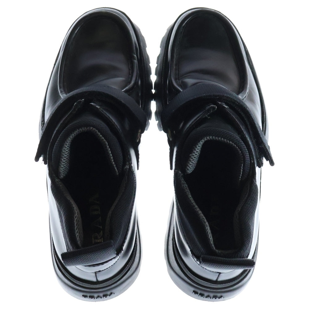 PRADA(プラダ) ショートブーツ ベルクロ レザーシューズ ブラック 901