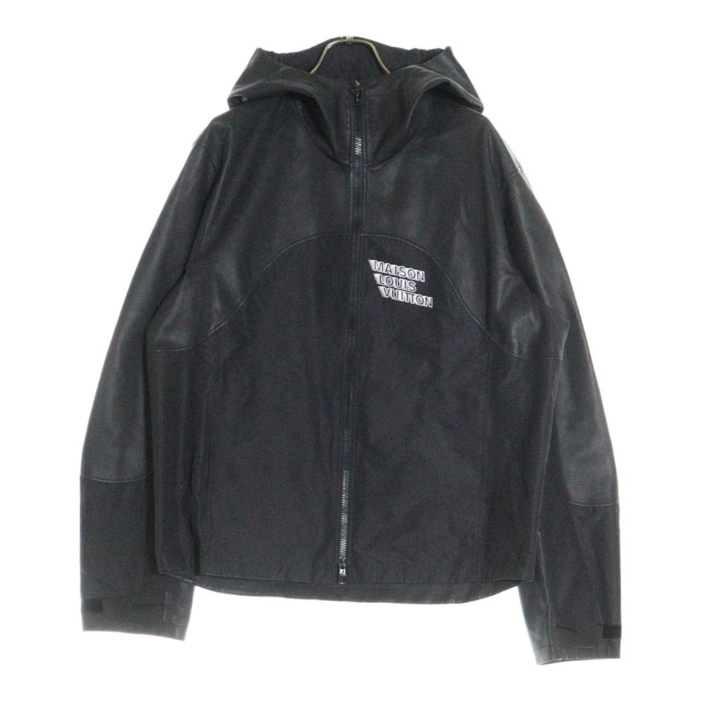 LOUIS VUITTON(ルイヴィトン) MIXED LEATHER ジップアップブルゾン 切替レザー ジャケット ブラック