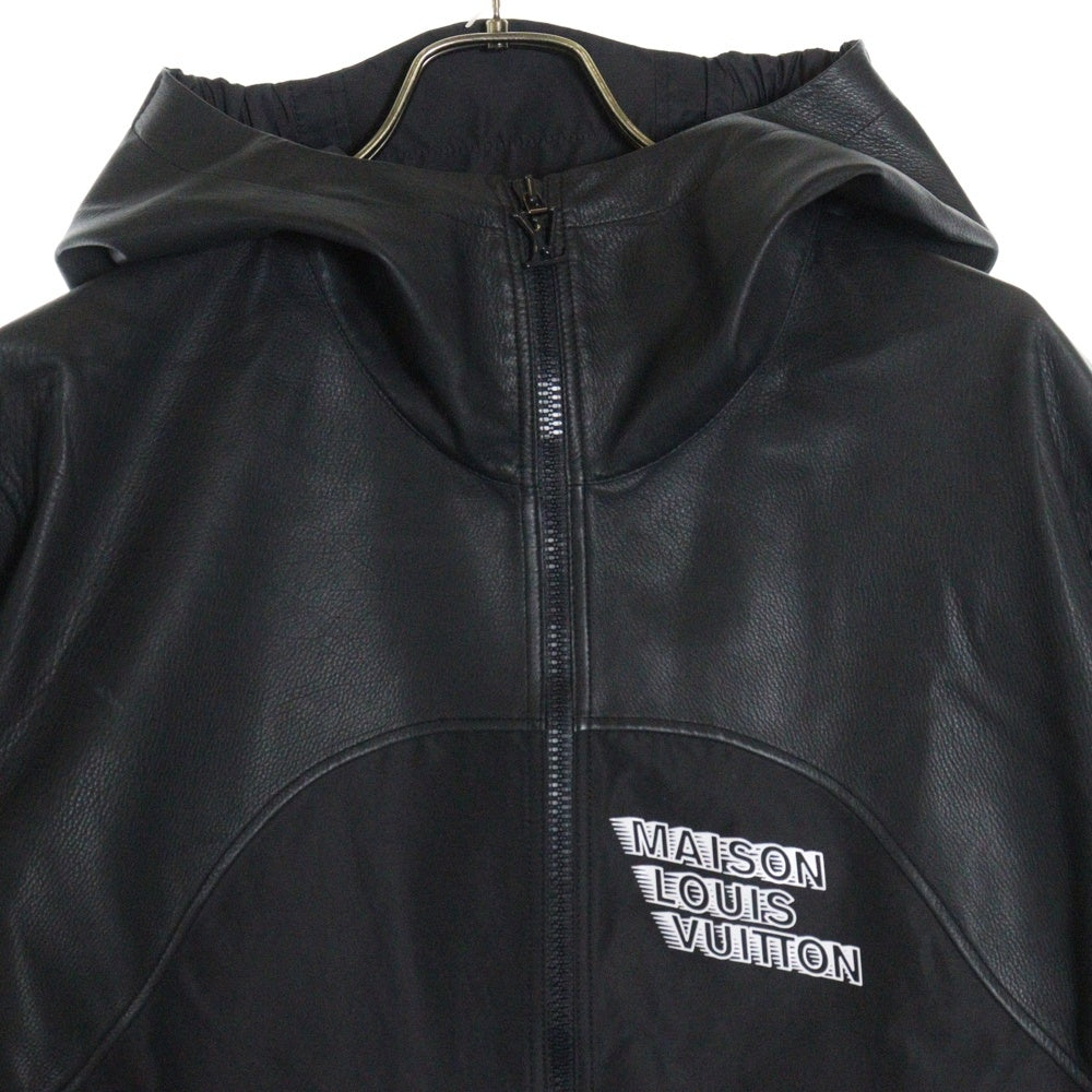 LOUIS VUITTON(ルイヴィトン) MIXED LEATHER ジップアップブルゾン 切替レザー ジャケット ブラック