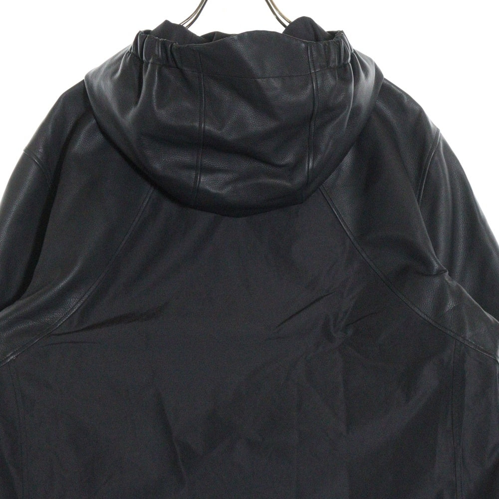 LOUIS VUITTON(ルイヴィトン) MIXED LEATHER ジップアップブルゾン 切替レザー ジャケット ブラック