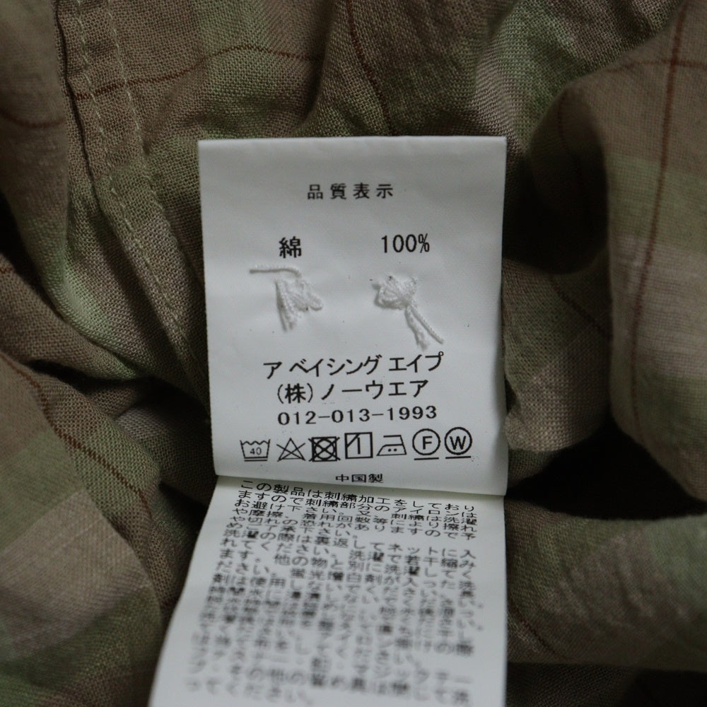 A BATHING APE(アベイシングエイプ) ×SEAN WOTHERSPOON EMBROIDERY CHECK SHIRT 001SHK231903C ×ショーンウェザスプーン エンブロイダリー チェックシャツ 長袖 ベージュ