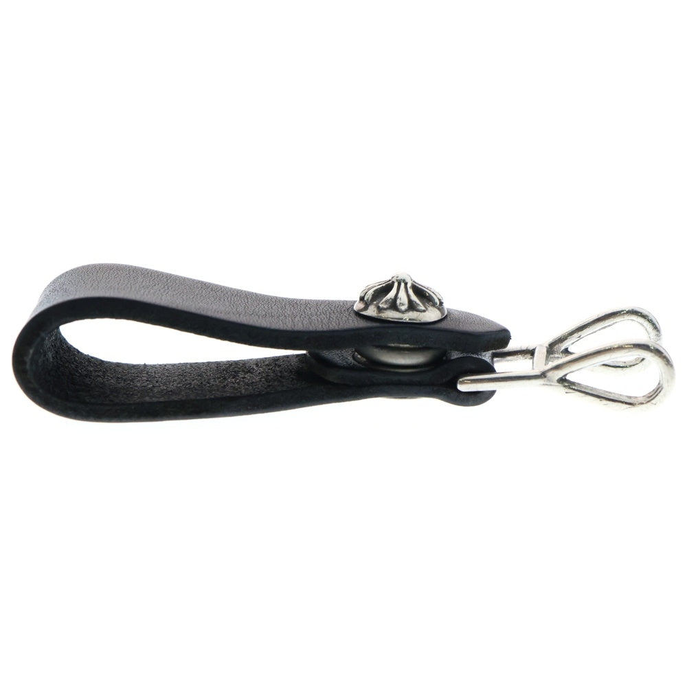 CHROME HEARTS(クロムハーツ) BELT LOOP クロスボールボタンレザーベルトループ シルバー/ブラック BCA397