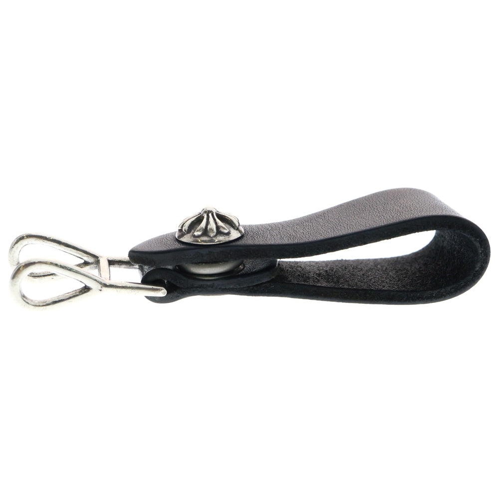 CHROME HEARTS(クロムハーツ) BELT LOOP クロスボールボタンレザーベルトループ シルバー/ブラック BCA397