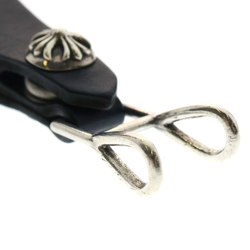 CHROME HEARTS(クロムハーツ) BELT LOOP クロスボールボタンレザーベルトループ シルバー/ブラック BCA397