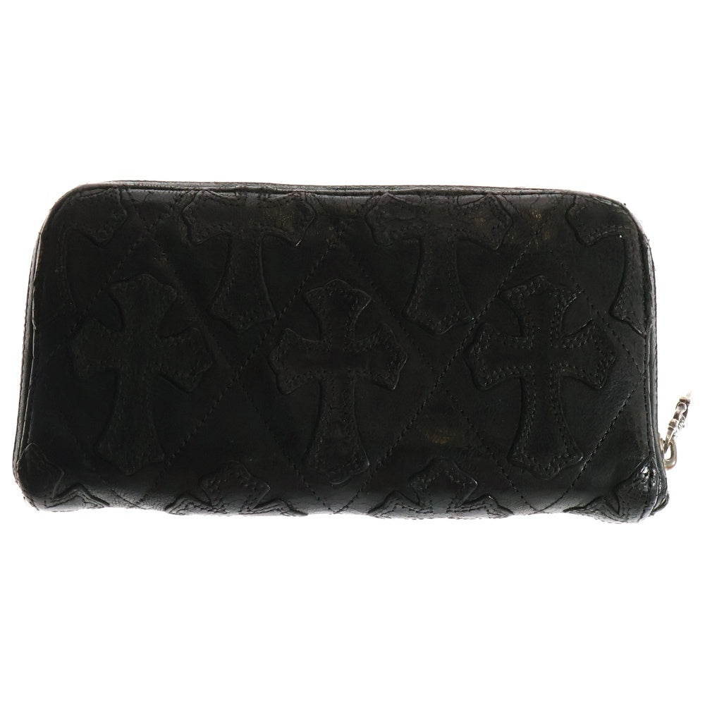 CHROME HEARTS(クロムハーツ) REC F ZIP/QUILTED クロスパッチ キルティングレザーウォレット 財布 ブラック