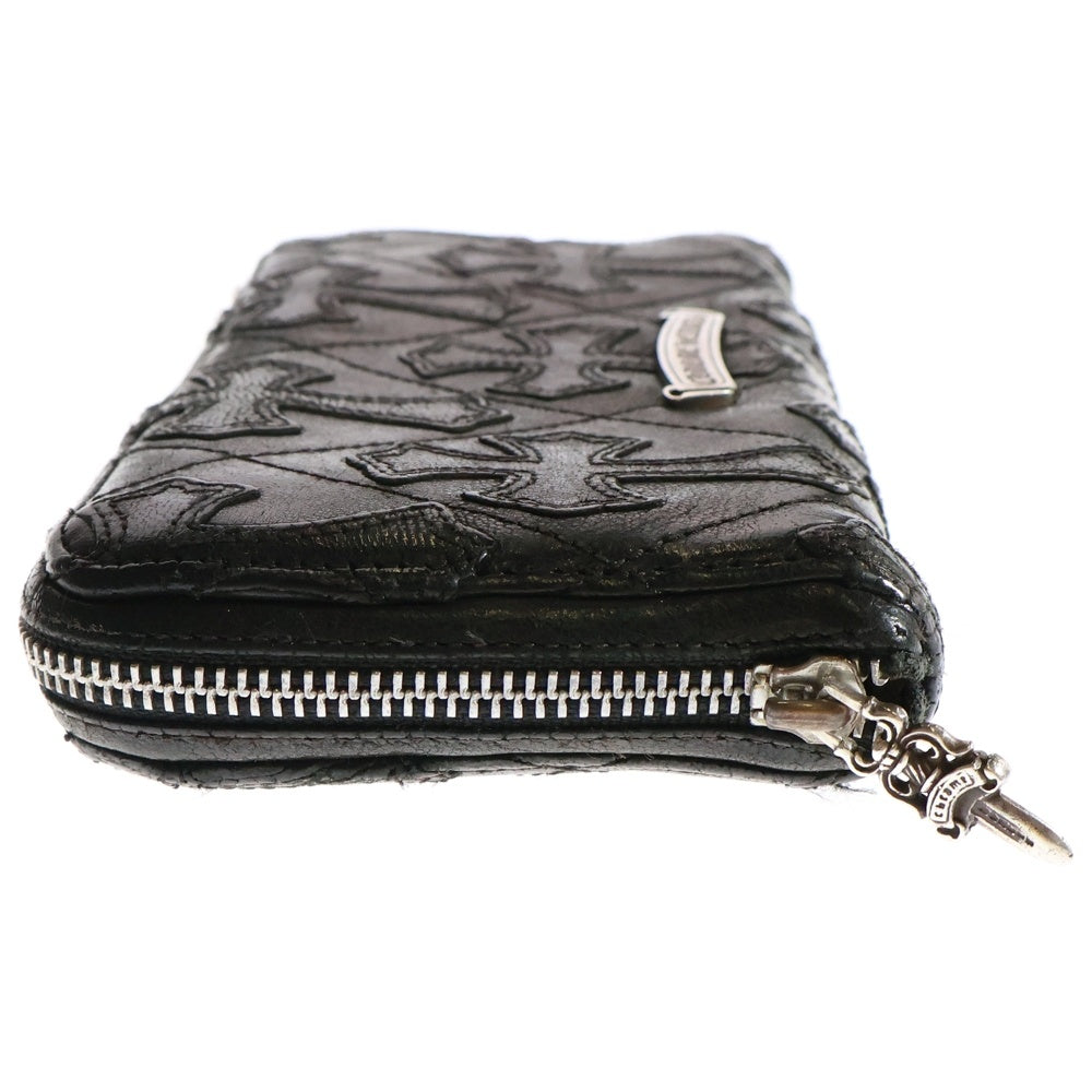CHROME HEARTS(クロムハーツ) REC F ZIP/QUILTED クロスパッチ キルティングレザーウォレット 財布 ブラック