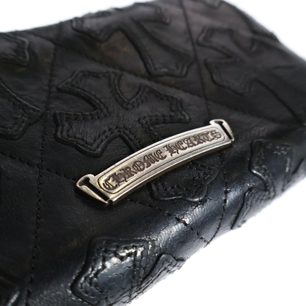 CHROME HEARTS(クロムハーツ) REC F ZIP/QUILTED クロスパッチ キルティングレザーウォレット 財布 ブラック