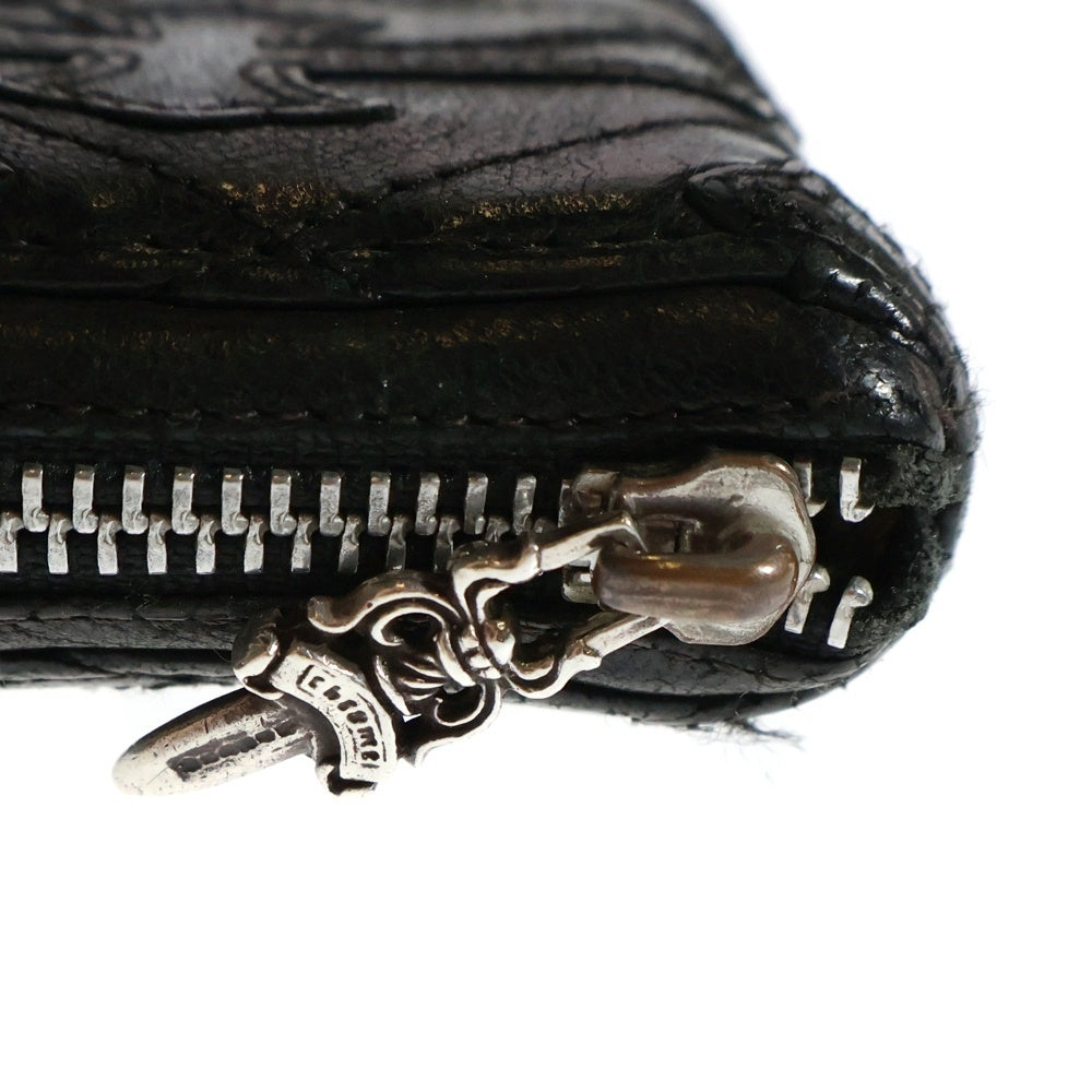CHROME HEARTS(クロムハーツ) REC F ZIP/QUILTED クロスパッチ キルティングレザーウォレット 財布 ブラック