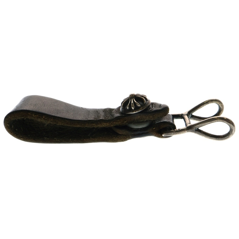 CHROME HEARTS(クロムハーツ) BELT LOOP クロスボールボタンレザーベルトループ シルバー/ブラック BCA397