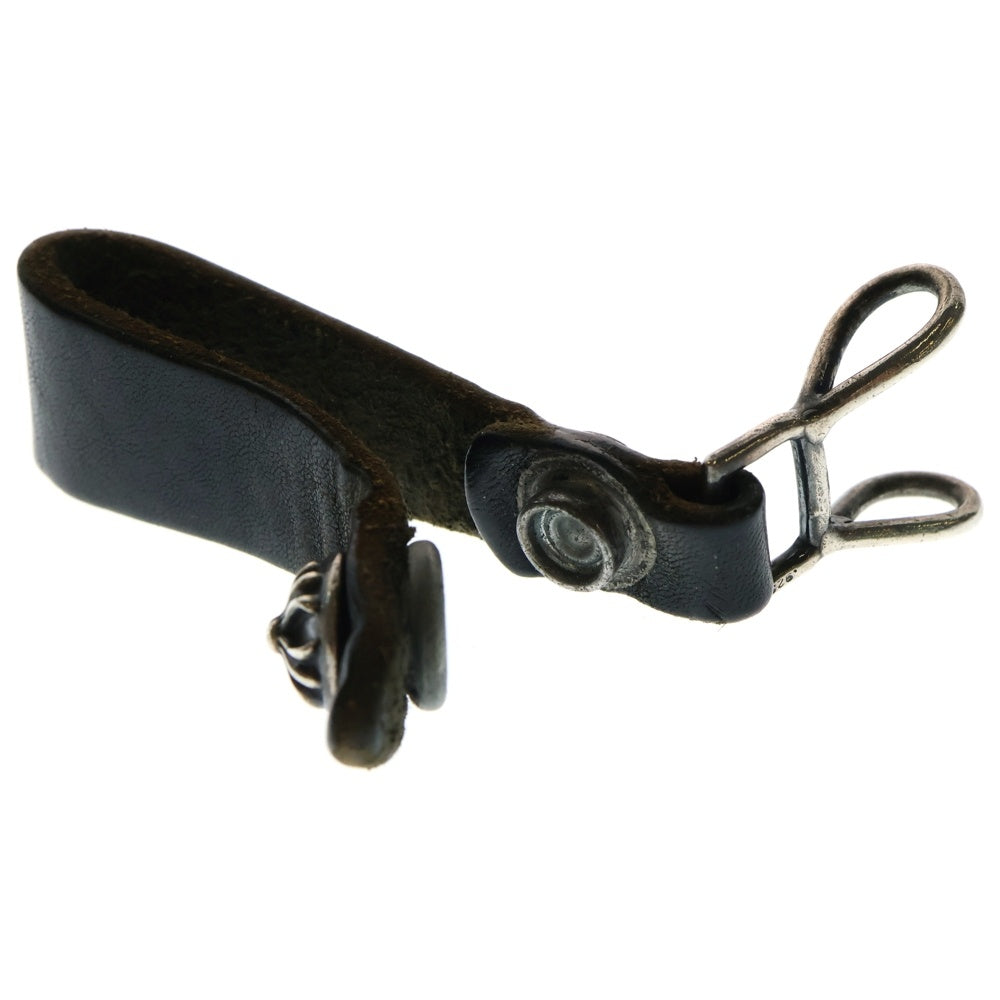 CHROME HEARTS(クロムハーツ) BELT LOOP クロスボールボタンレザーベルトループ シルバー/ブラック BCA397