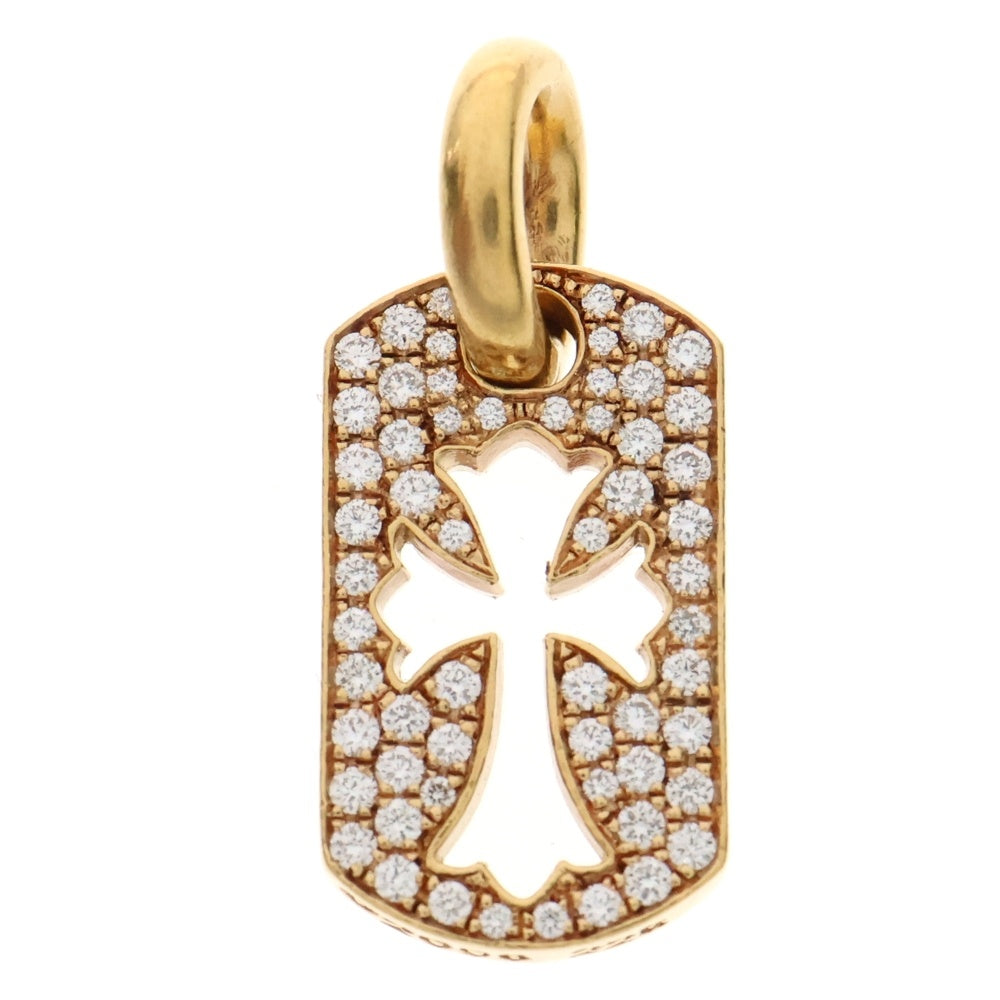 CHROME HEARTS(クロムハーツ) 22K DT TNY CO CRS P/DIA タイニーカットアウトクロス ドッグタグ PAVEダイヤ ペンダントトップ ゴールド BCA041