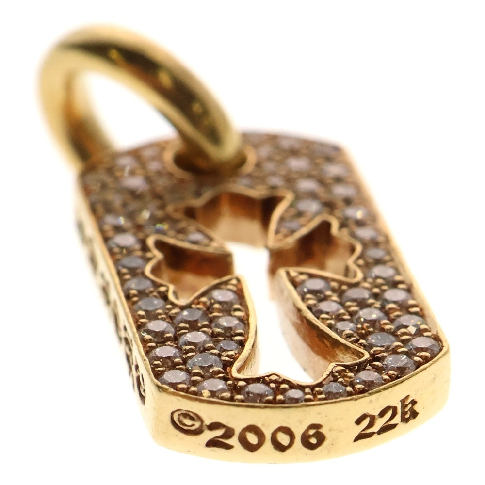 CHROME HEARTS(クロムハーツ) 22K DT TNY CO CRS P/DIA タイニーカットアウトクロス ドッグタグ PAVEダイヤ ペンダントトップ ゴールド BCA041