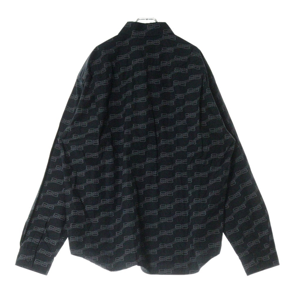 BALENCIAGA(バレンシアガ) BB ALL OVER LOGO LARGE SHIRTS 662983 TML36 オールオーバーロゴ 長袖シャツ ブラック