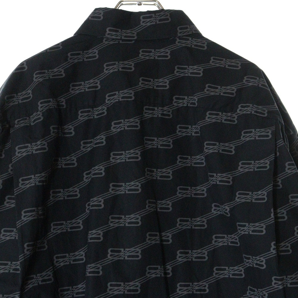 BALENCIAGA(バレンシアガ) BB ALL OVER LOGO LARGE SHIRTS 662983 TML36 オールオーバーロゴ 長袖シャツ ブラック