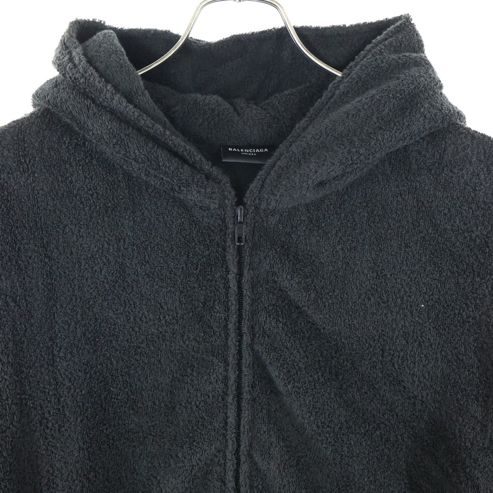 BALENCIAGA(バレンシアガ) 24SS ロゴ刺繍 パイル地 ジップアップパーカー フーディー 794795 TQP11 ブラック