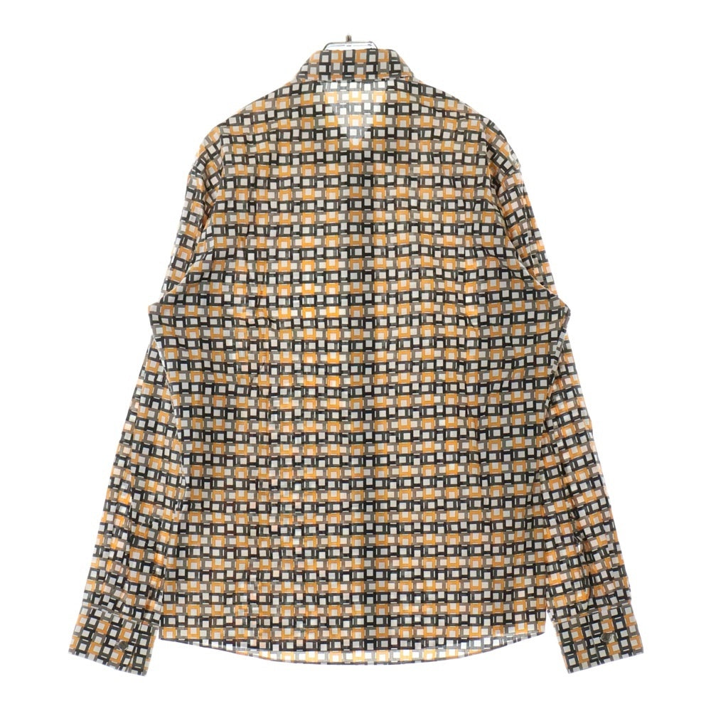 HERMES(エルメス) H LOGO CHECK SHIRTS 総柄Hロゴ 長袖シャツ オレンジ