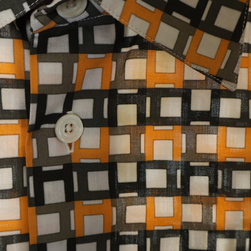HERMES(エルメス) H LOGO CHECK SHIRTS 総柄Hロゴ 長袖シャツ オレンジ