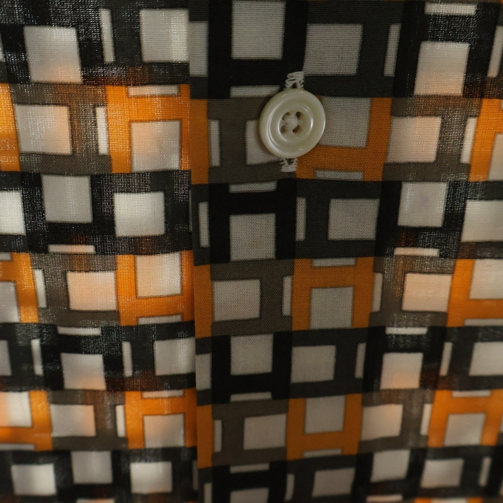 HERMES(エルメス) H LOGO CHECK SHIRTS 総柄Hロゴ 長袖シャツ オレンジ