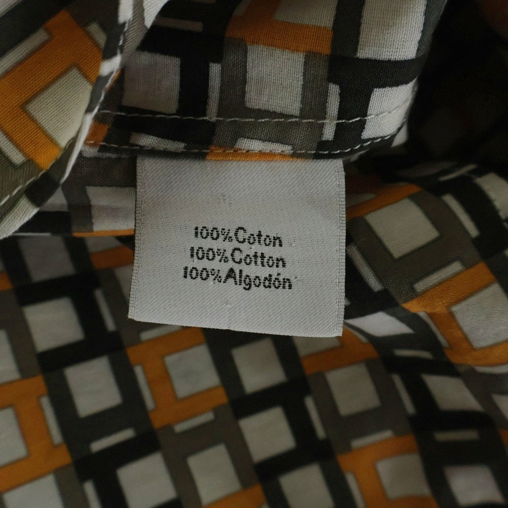 HERMES(エルメス) H LOGO CHECK SHIRTS 総柄Hロゴ 長袖シャツ オレンジ