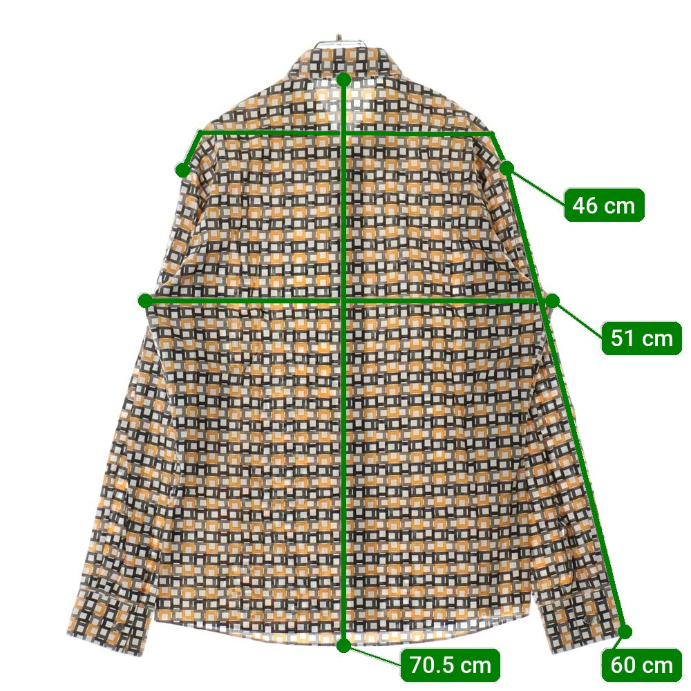HERMES(エルメス) H LOGO CHECK SHIRTS 総柄Hロゴ 長袖シャツ オレンジ