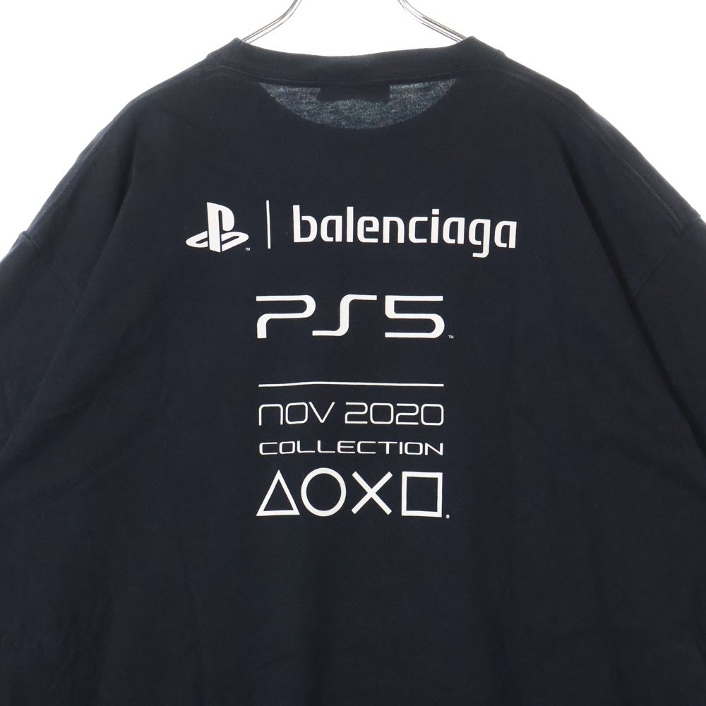 BALENCIAGA(バレンシアガ) 21AW ×SONY PlayStation5 651795 TKVF3 プレイステーション5 PS5ロゴプリント半袖Tシャツ カットソー ブラック