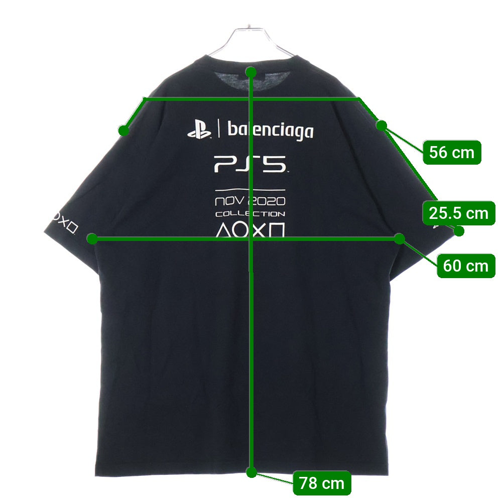 BALENCIAGA(バレンシアガ) 21AW ×SONY PlayStation5 651795 TKVF3 プレイステーション5 PS5ロゴプリント半袖Tシャツ カットソー ブラック