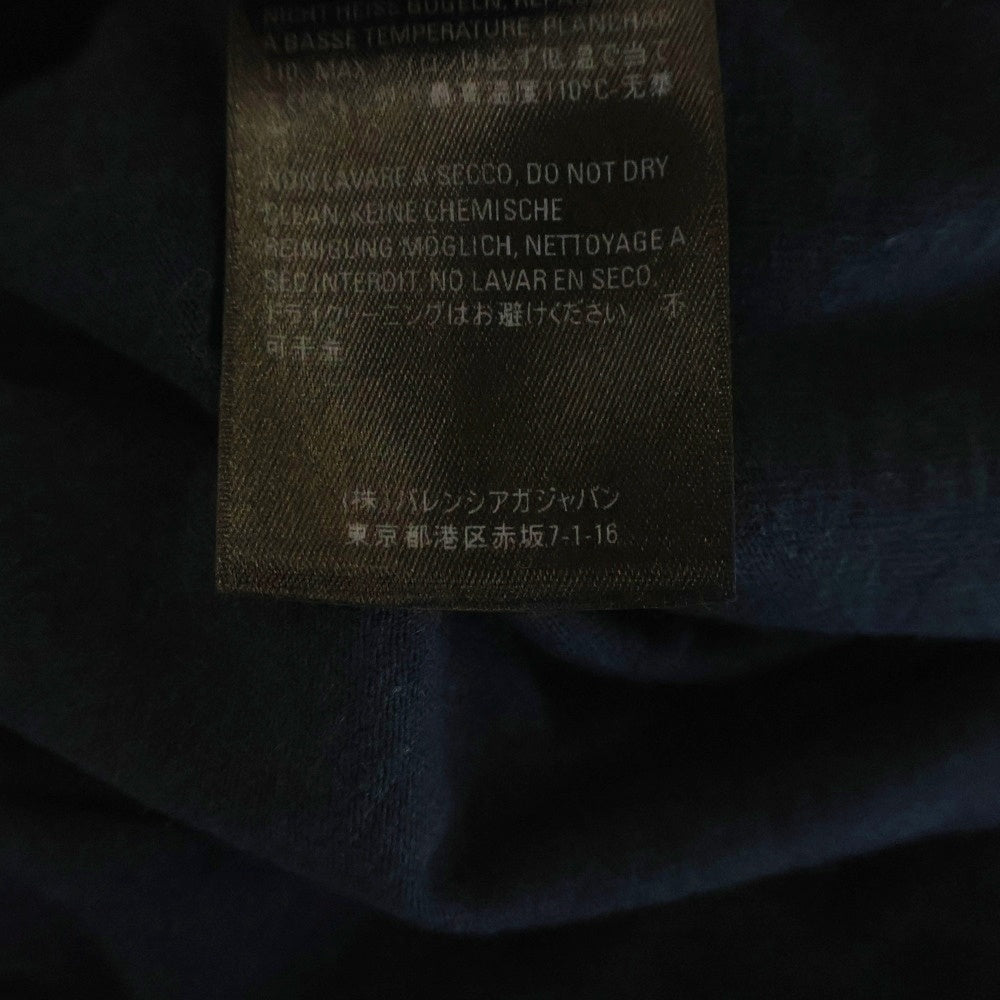 BALENCIAGA(バレンシアガ) 19AW 583917 TFV04 裾 ロゴタグ付 アシンメトリー 半袖 Tシャツ ダークネイビー