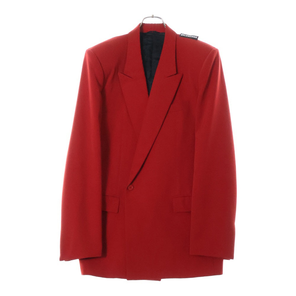 BALENCIAGA(バレンシアガ) パワーショルダー ラベルタグ テーラードジャケット レッド 571534 TBO11