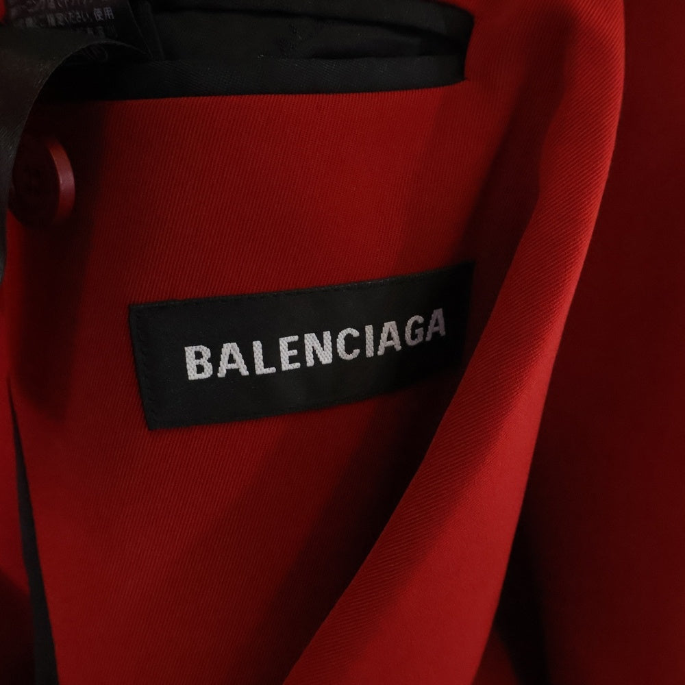 BALENCIAGA(バレンシアガ) パワーショルダー ラベルタグ テーラードジャケット レッド 571534 TBO11
