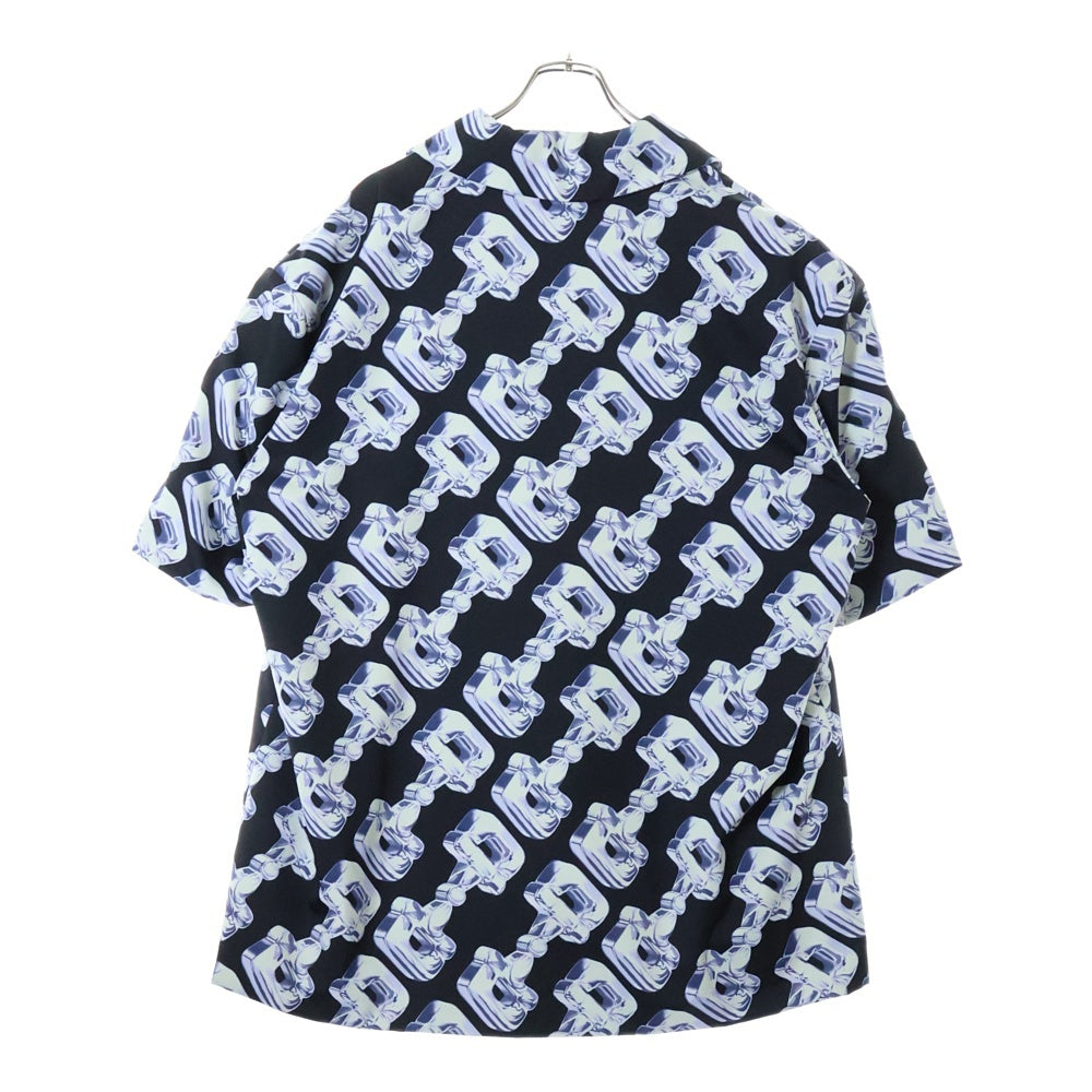 GUCCI(グッチ) 3d Glass Horsebit Print Padded Shirt 769897 3Dグラス ホースビット パデッド 半袖シャツジャケット ブルー