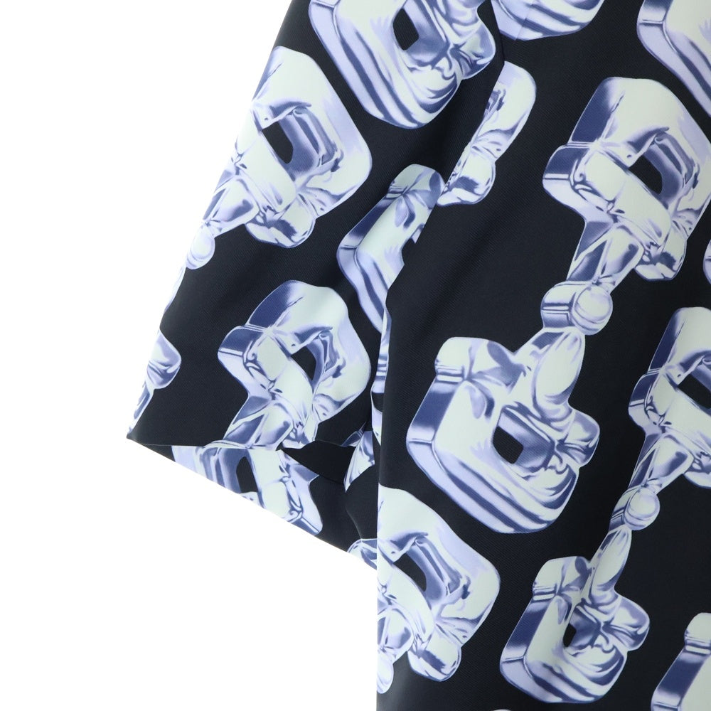 GUCCI(グッチ) 3d Glass Horsebit Print Padded Shirt 769897 3Dグラス ホースビット パデッド 半袖シャツジャケット ブルー
